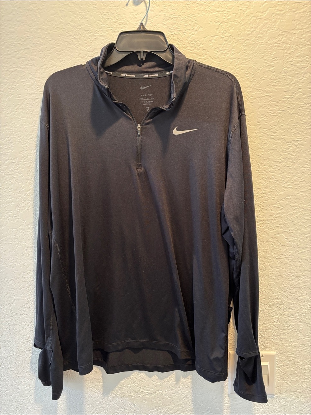 Nike Running Black Quarter-Zip Lightweight Training Pullover XXL